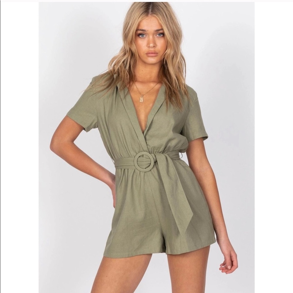 Princess Polly Turin Playsuit in Khaki